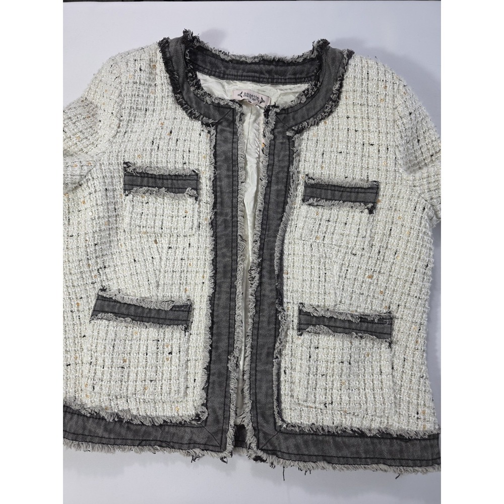 Nanette Lepore Boucle Tweed Blazer Jacket Ivory Black NWT Size Small - Picture 2 of 13